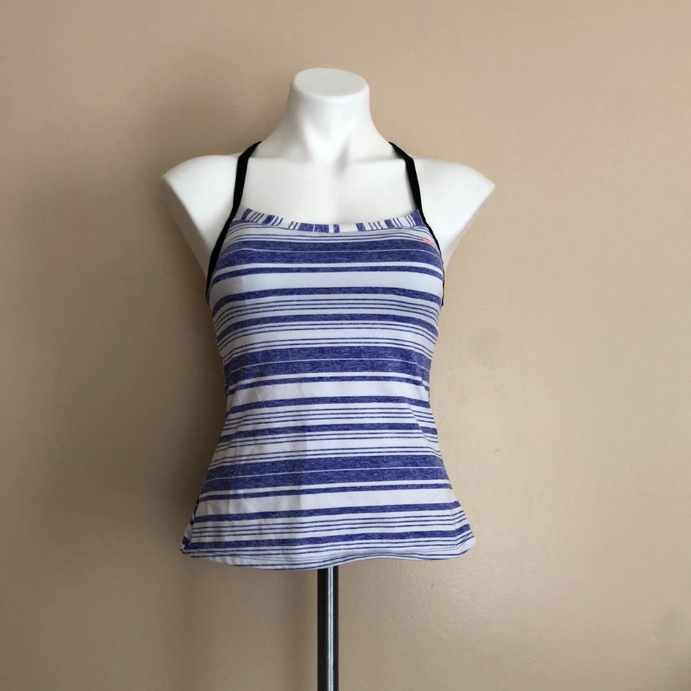 Nike Blue White Striped Active Racerback Tank